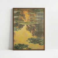 Water-lilies Orange (1907) by Claude Monet – Art Print - Art print in dark wood frame