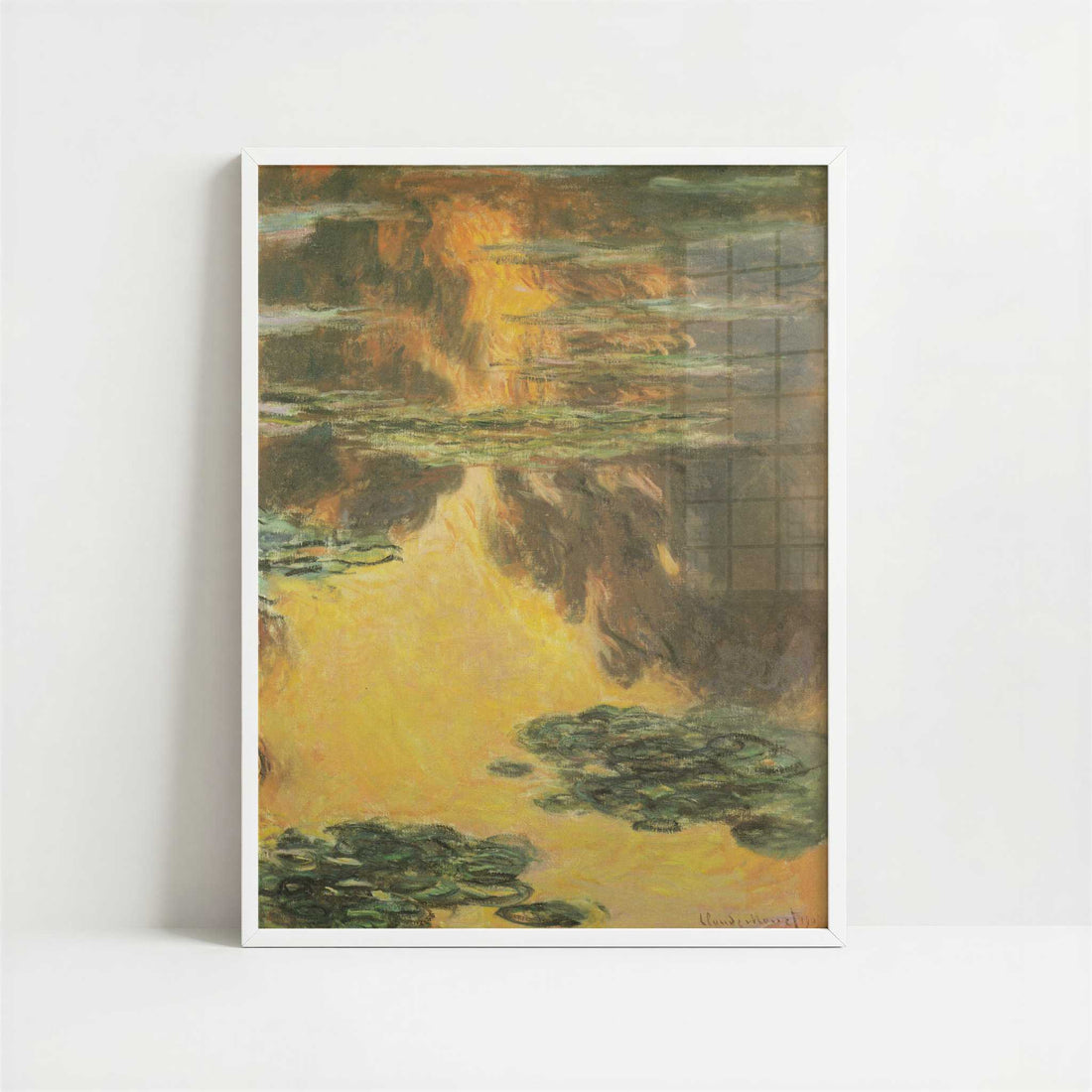 Water-lilies Orange (1907) by Claude Monet – Art Print - Art print in white frame