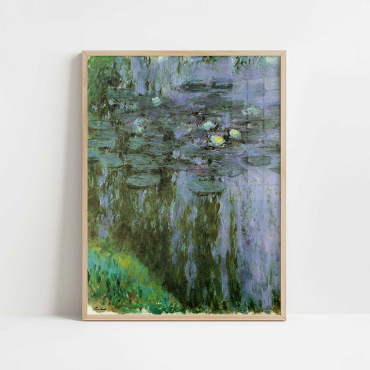 Water-lilies Purple-Green (1909–1926) by Claude Monet – Art Print - Art print in oak frame