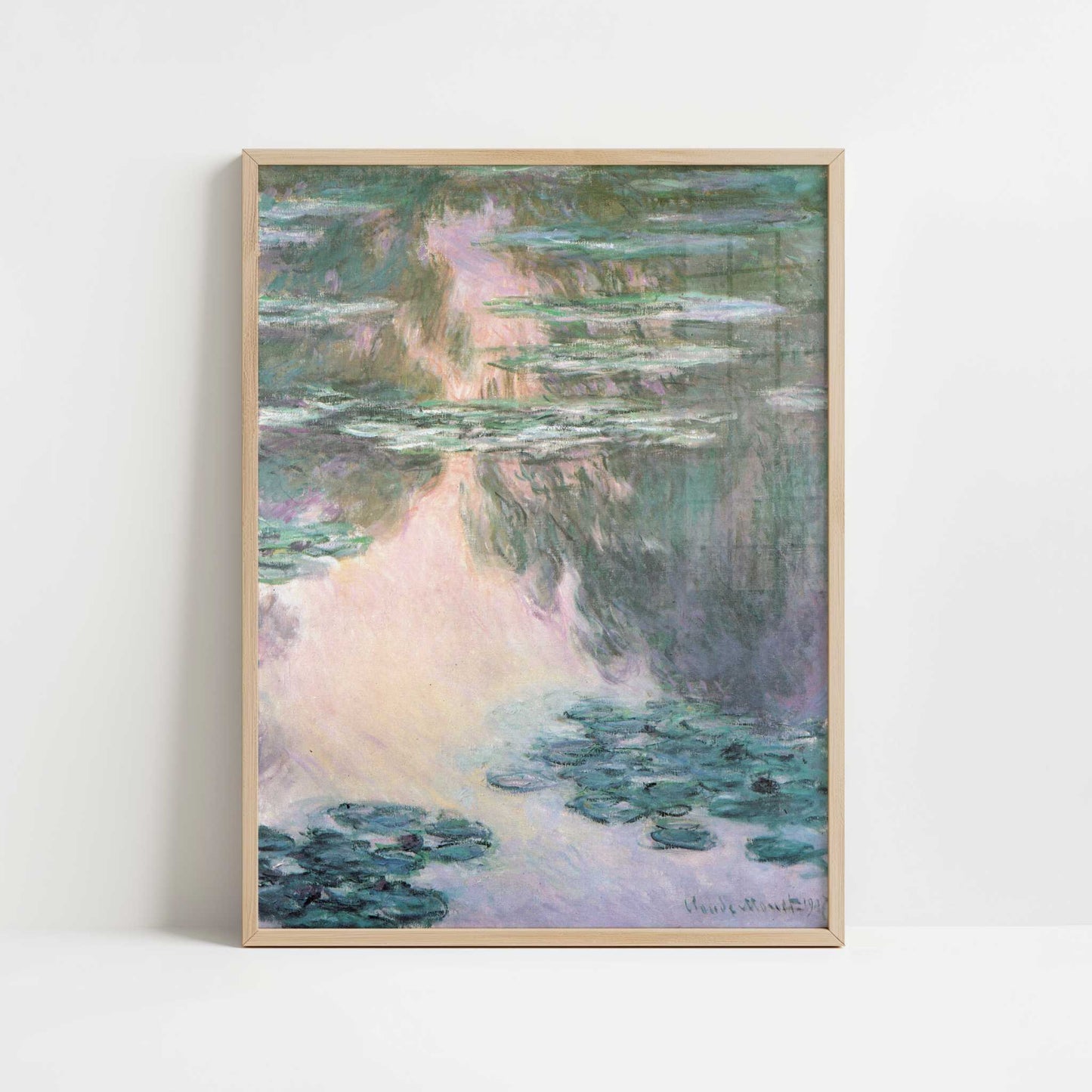 Water-lily Pond (1907) by Claude Monet – Art Print - Art print in oak frame
