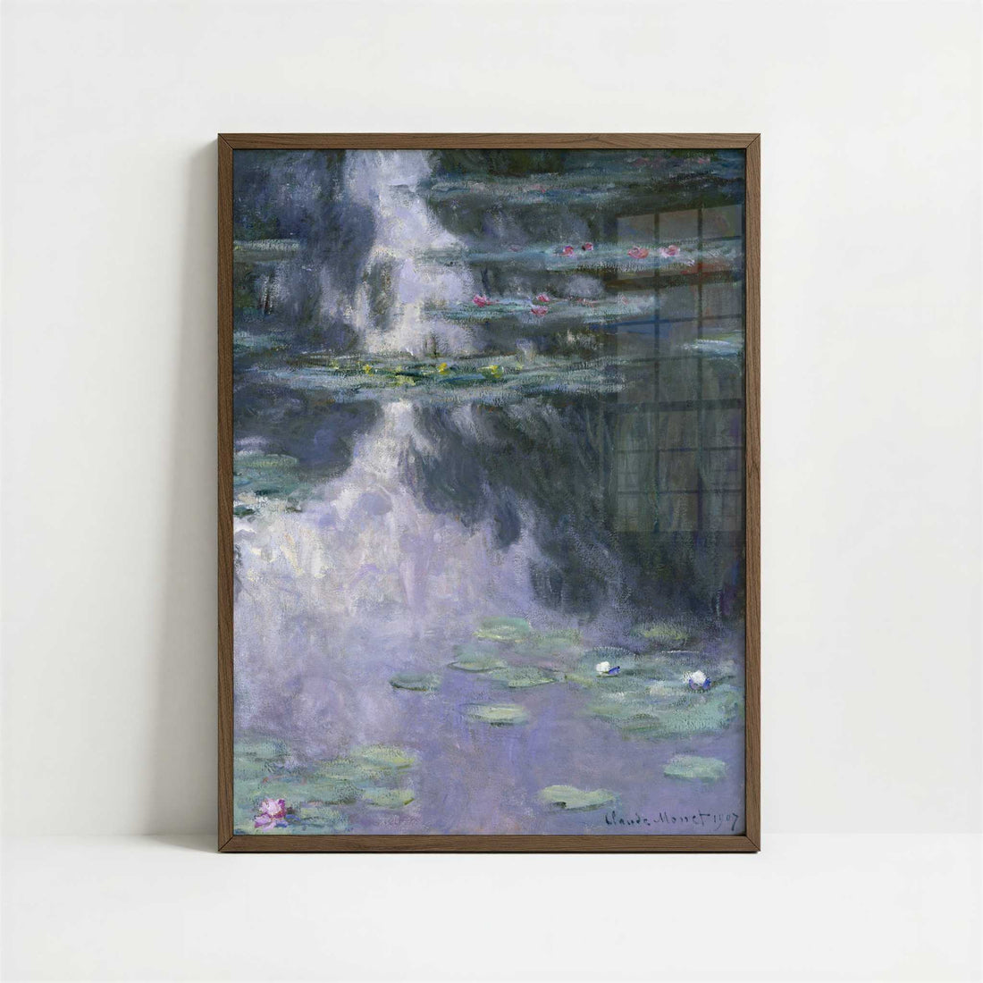 Water Lilies (1907) by Claude Monet – Art Print - Art print in dark wood frame