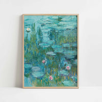 Water Lilies (c. 1915) by Claude Monet – Art Print - Art print in oak frame
