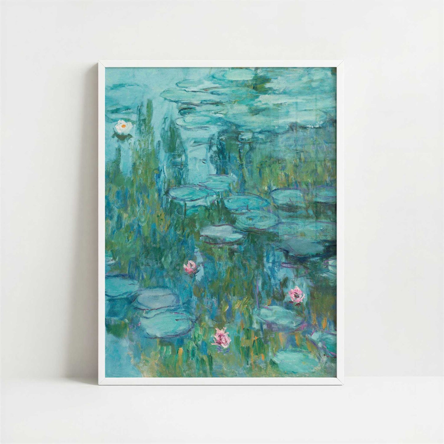 Water Lilies (c. 1915) by Claude Monet – Art Print - Art print in white frame
