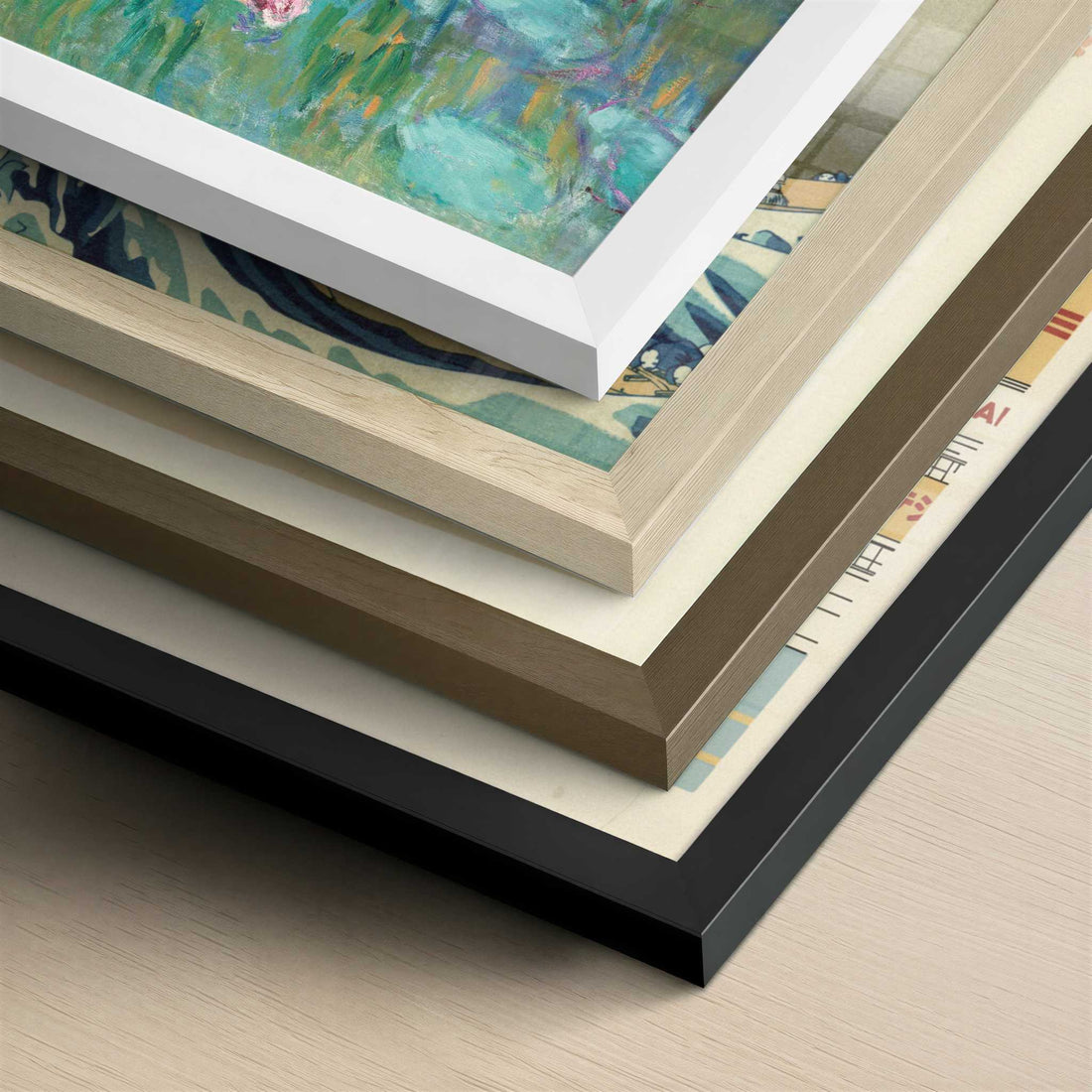 Water Lilies (c. 1915) by Claude Monet – Art Print - Close-up detail of the different frames