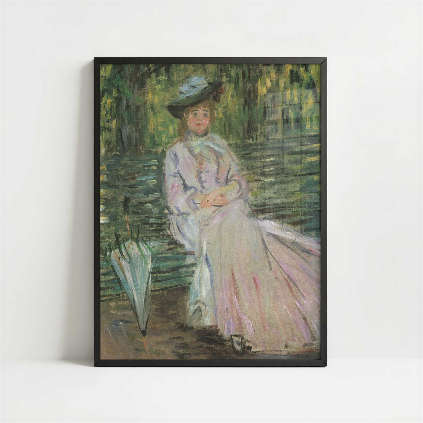 Woman on a Bench (1874) by Claude Monet – Art Print - Art print in black frame