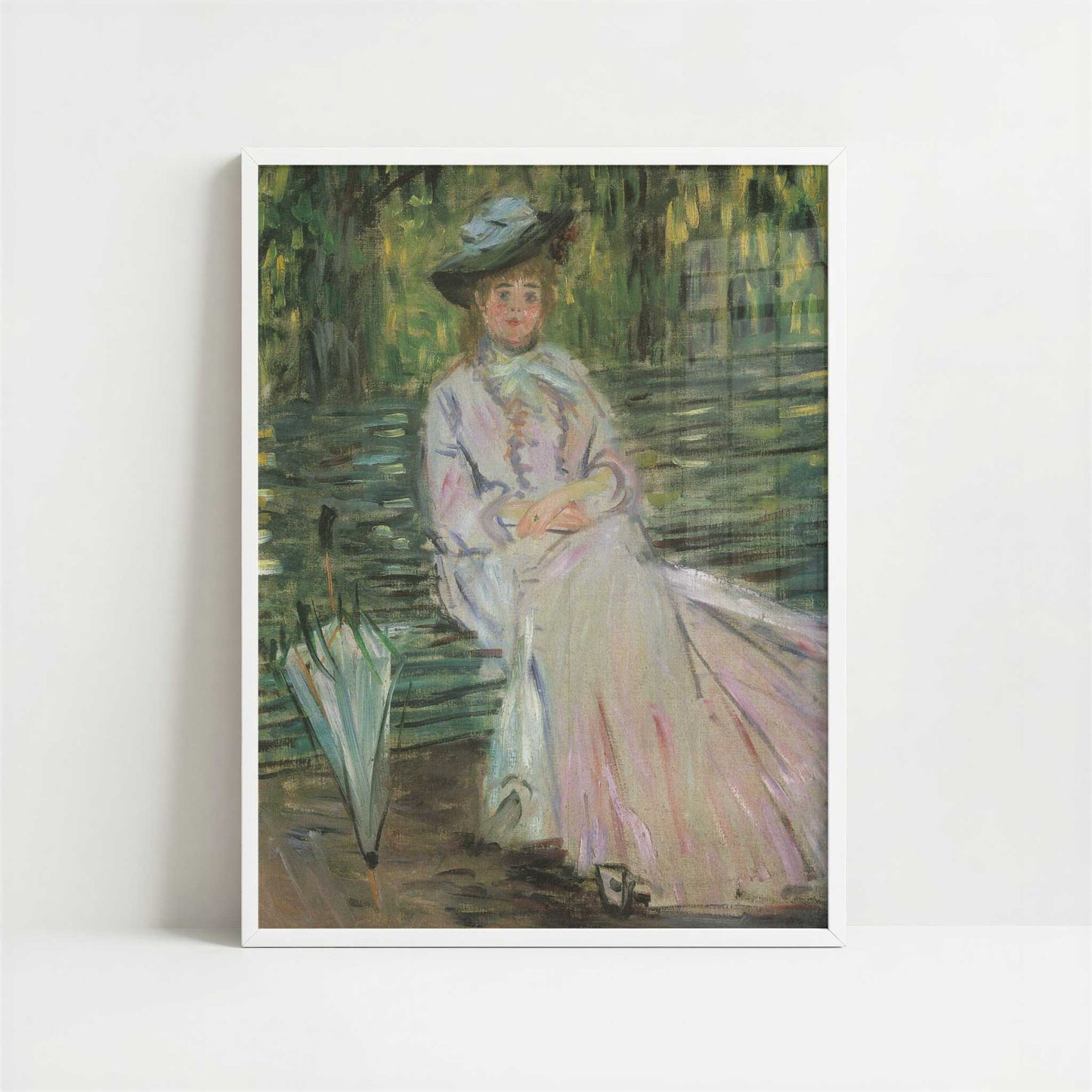 Woman on a Bench (1874) by Claude Monet – Art Print - Art print in white frame