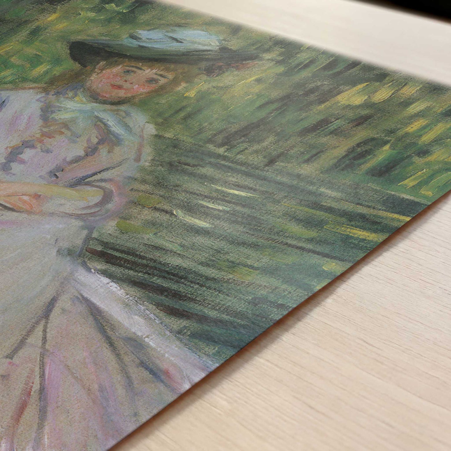 Woman on a Bench (1874) by Claude Monet – Art Print - Close-up detail of the art print