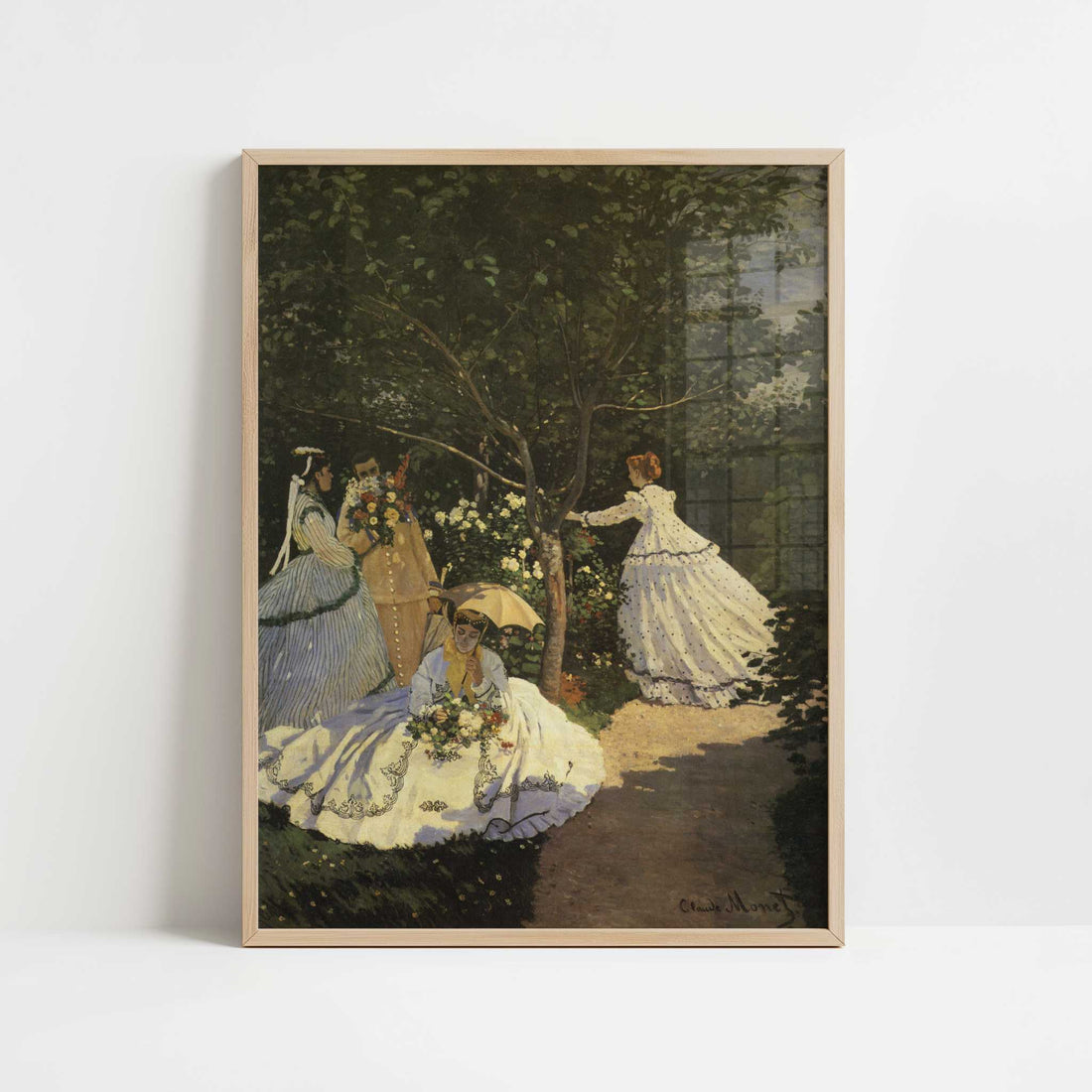 Women in the Garden (1866) by Claude Monet – Art Print - Art print in oak frame