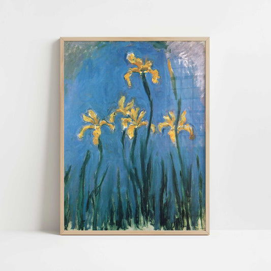 Yellow Irises (1924–25) by Claude Monet – Art Print - Art print in oak frame