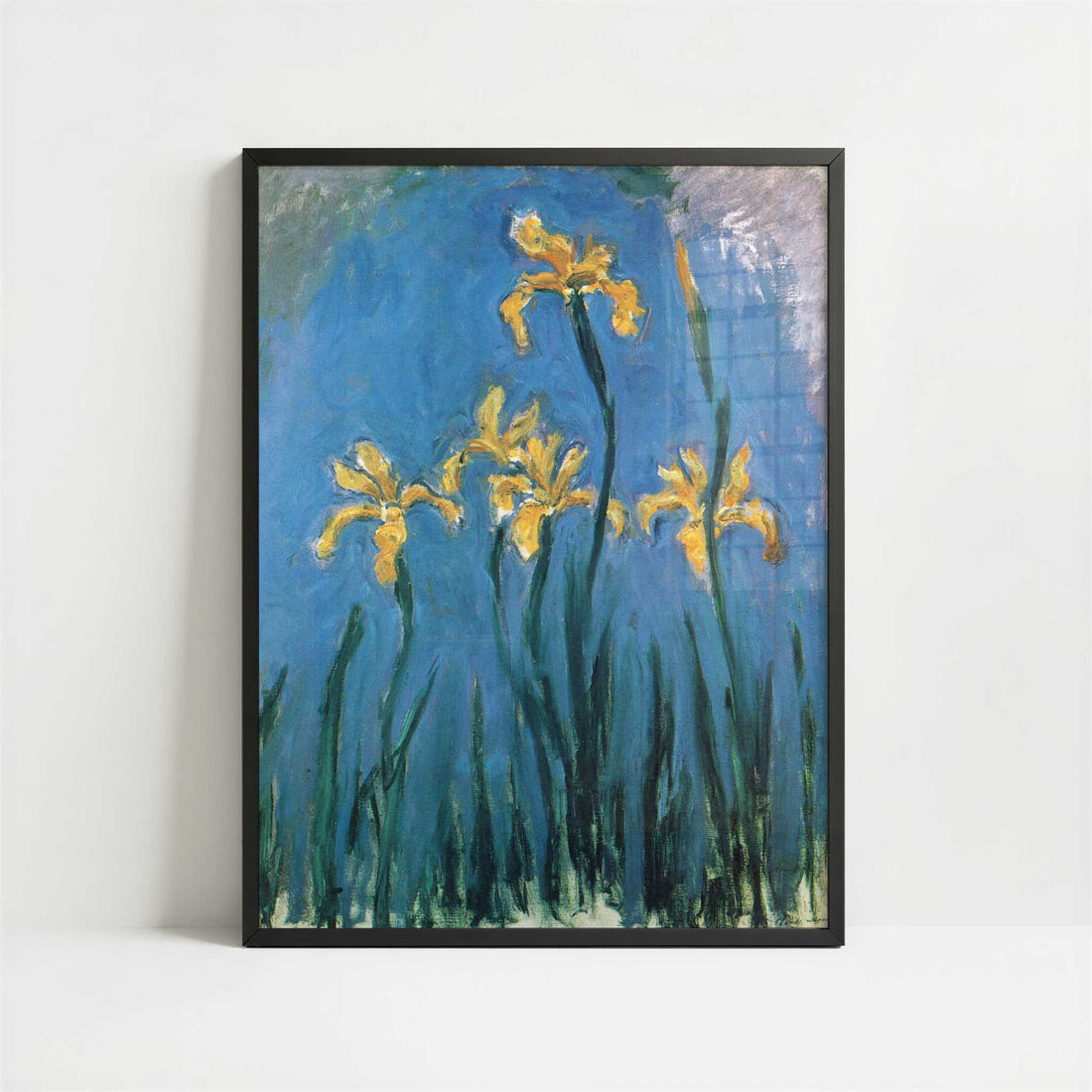 Yellow Irises (1924–25) by Claude Monet – Art Print - Art print in black frame