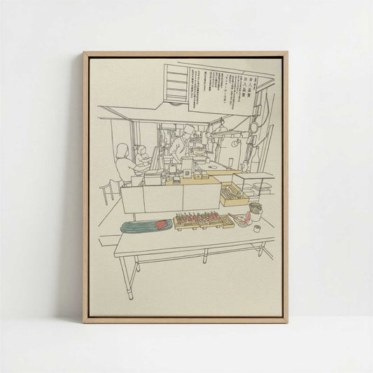 Framed Canvas - Framed canvas in oak color frame