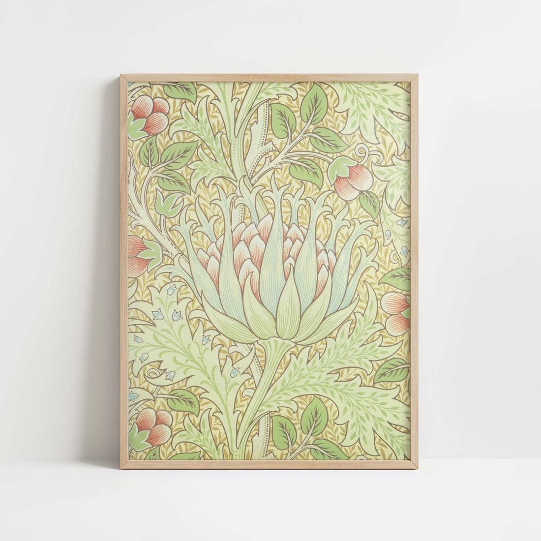Artichoke Wallpaper (1899) by William Morris – Art Print - Art print in oak frame