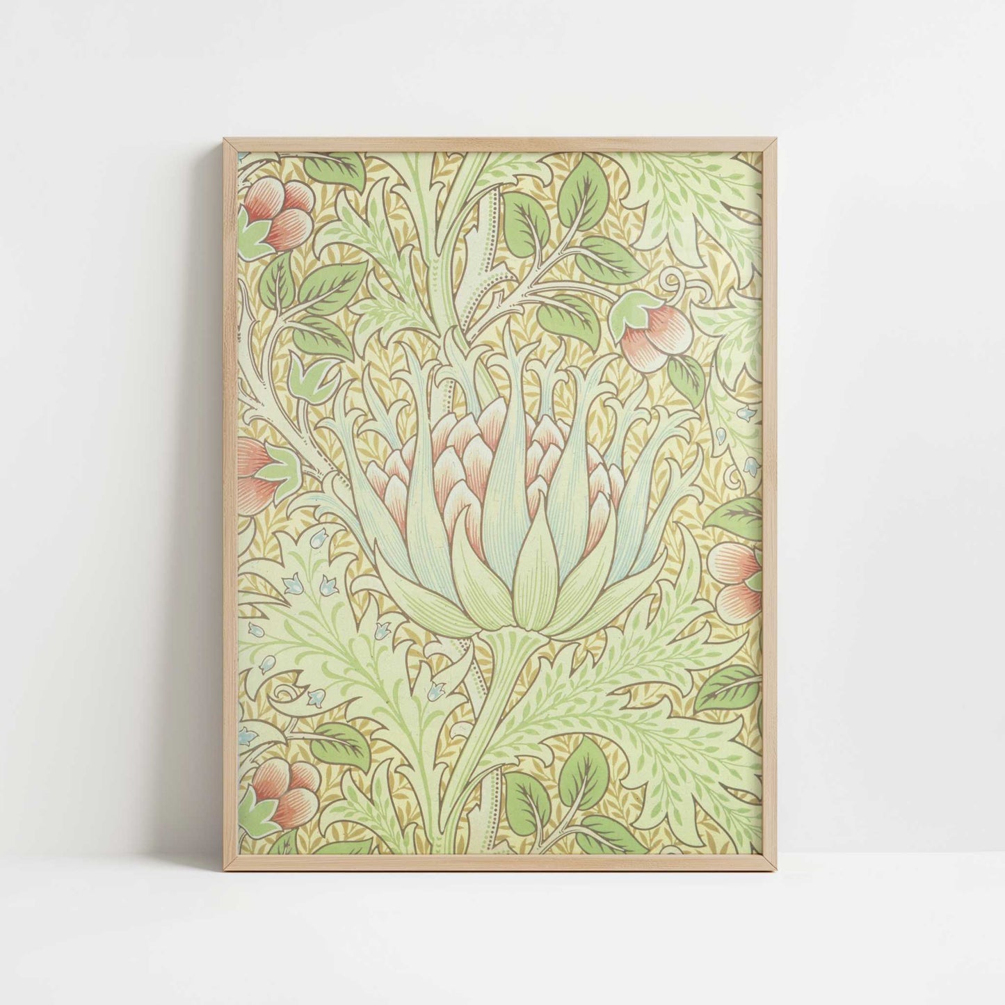 Artichoke Wallpaper (1899) by William Morris – Art Print - Art print in oak frame