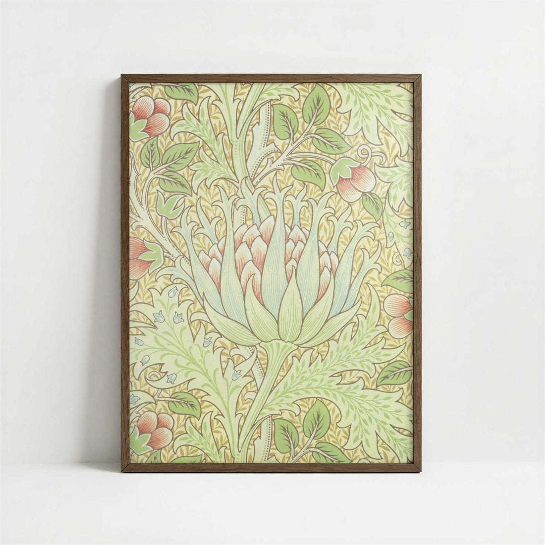 Artichoke Wallpaper (1899) by William Morris – Art Print - Art print in dark wood frame