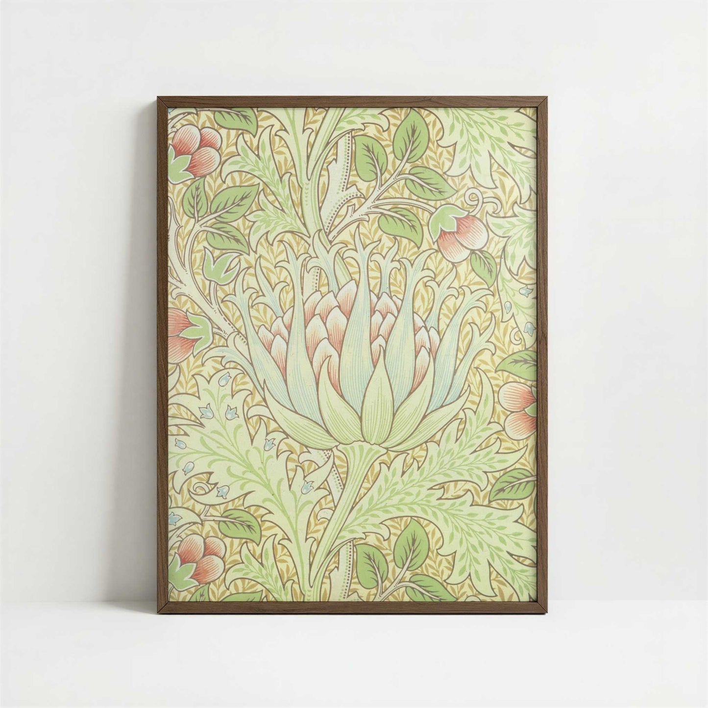 Artichoke Wallpaper (1899) by William Morris – Art Print - Art print in dark wood frame
