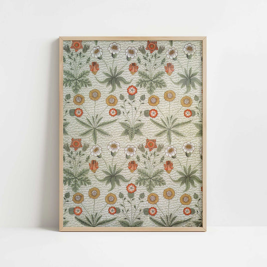 Daisy Wallpaper v.2 (1864) by William Morris – Art Print - Art print in oak frame