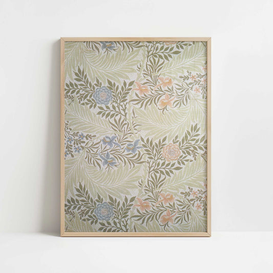 Design for Larkspur Wallpaper (c.1875) by William Morris – Art Print - Art print in oak frame