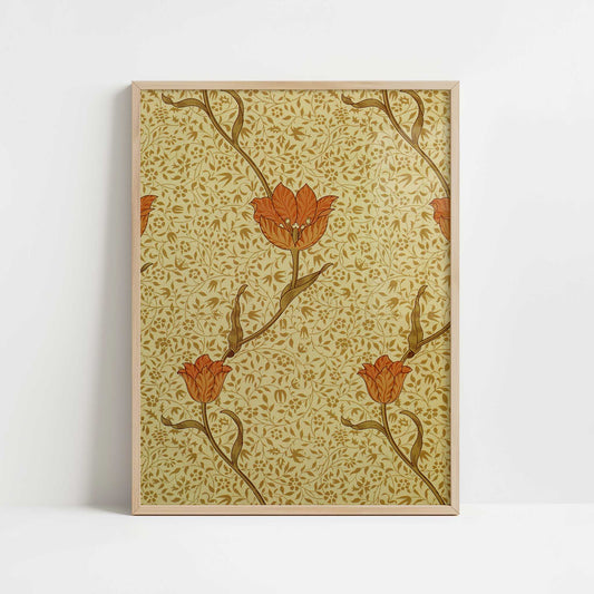 Garden Tulip Wallpaper-1 (1885) by William Morris – Art Print - Art print in oak frame