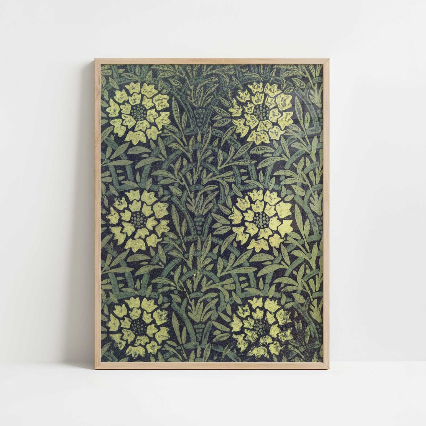 Printed Linoleum (1875) by William Morris – Art Print - Art print in oak frame