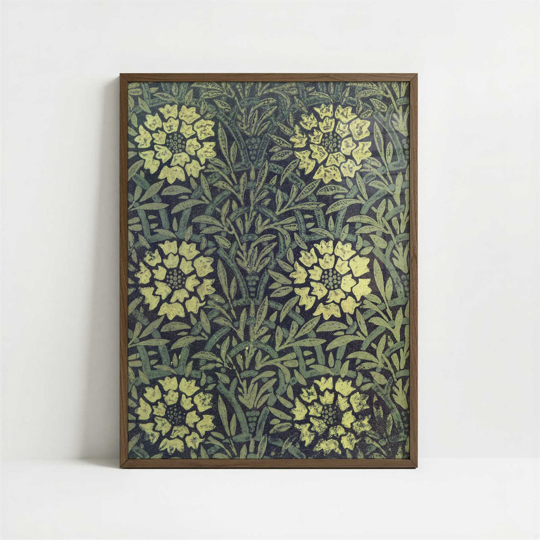 Printed Linoleum (1875) by William Morris – Art Print - Art print in dark wood frame