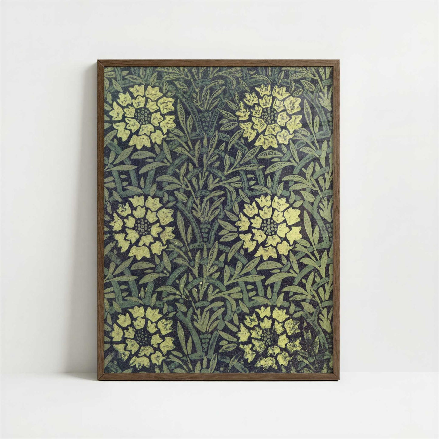 Printed Linoleum (1875) by William Morris – Art Print - Art print in dark wood frame