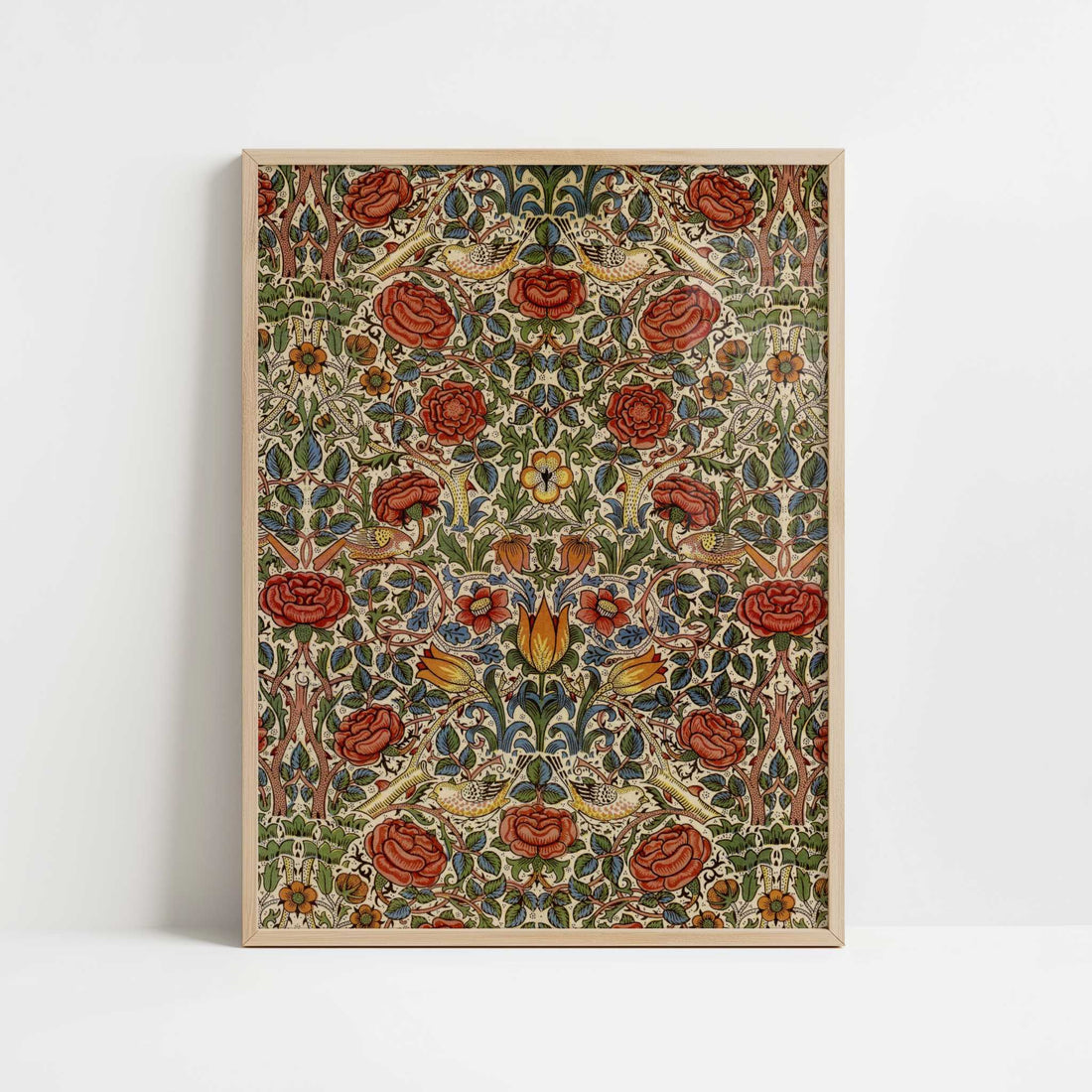 Rose Design (1883) by William Morris – Art Print - Art print in oak frame