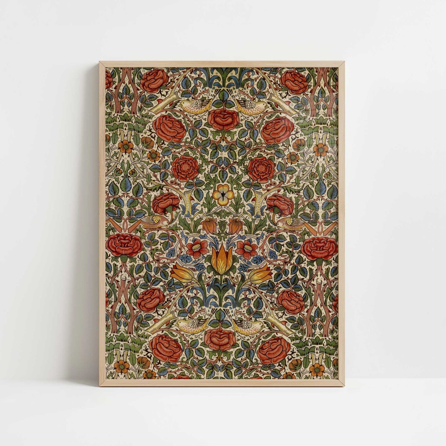 Rose Design (1883) by William Morris – Art Print - Art print in oak frame