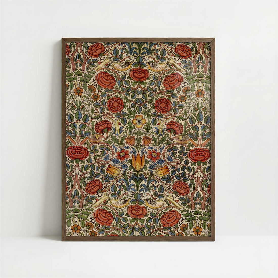Rose Design (1883) by William Morris – Art Print - Art print in dark wood frame