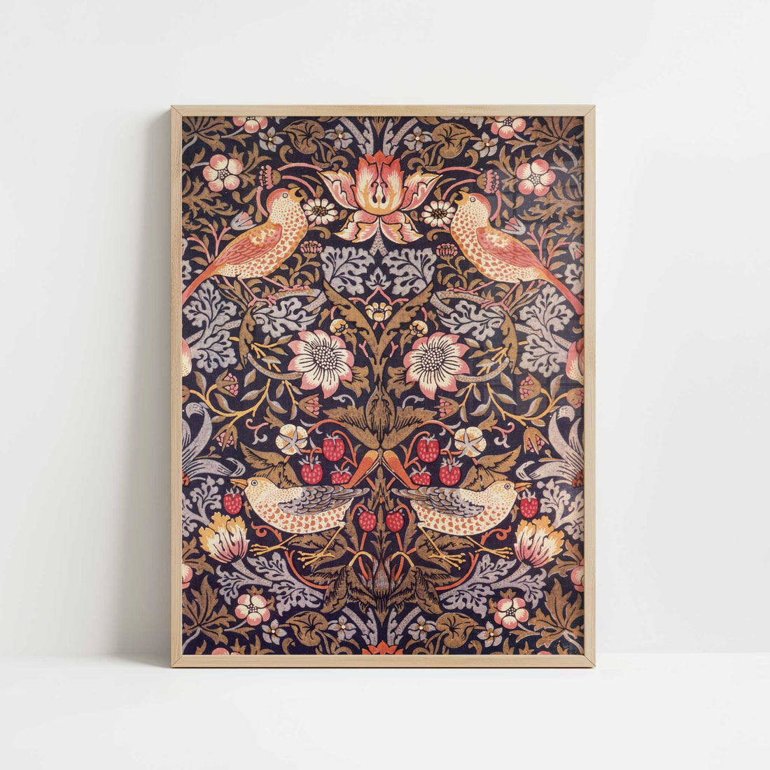 Strawberry Thief (1883) by William Morris – Art Print - Art print in oak frame