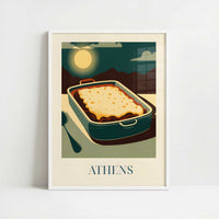 Moussaka from Athens, Greece - Art Print - Art print in white frame