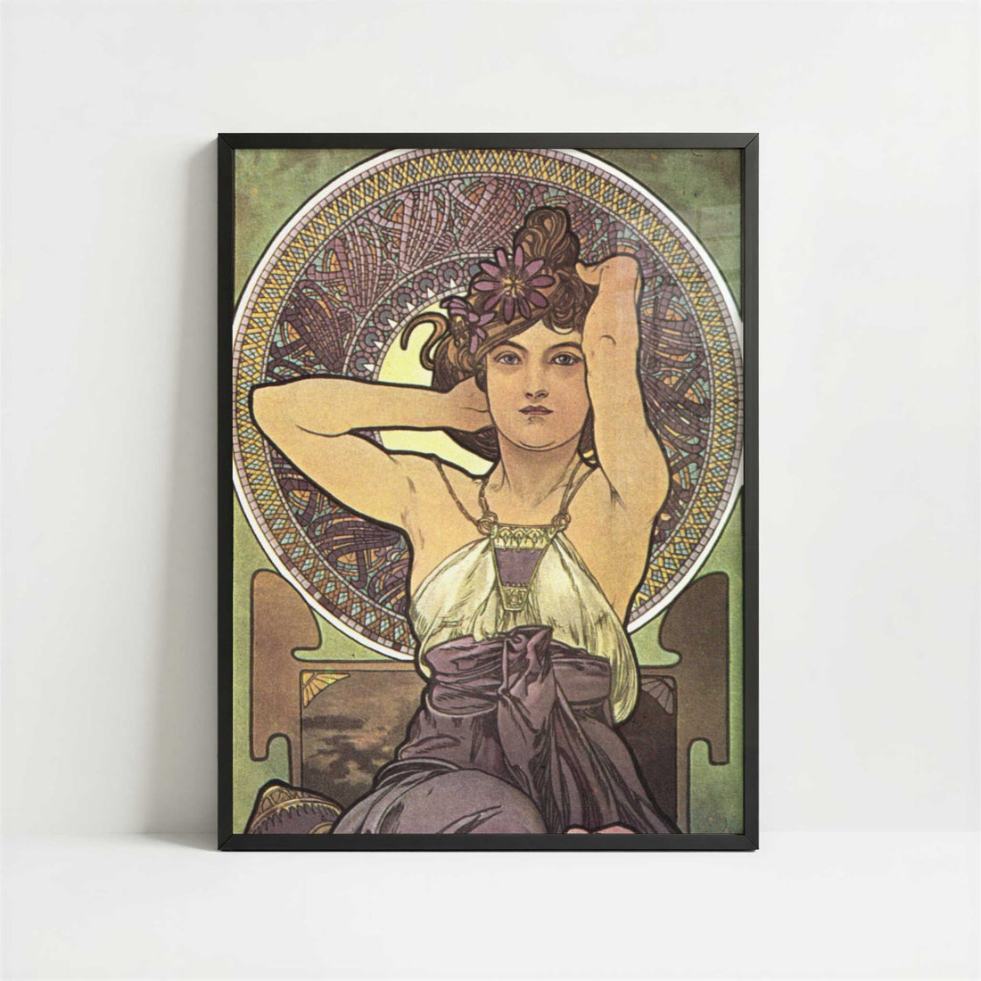 Amethyst (1900) by Alphonse Mucha – Art Print - Art print in black frame