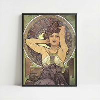 Amethyst (1900) by Alphonse Mucha – Art Print - Art print in black frame