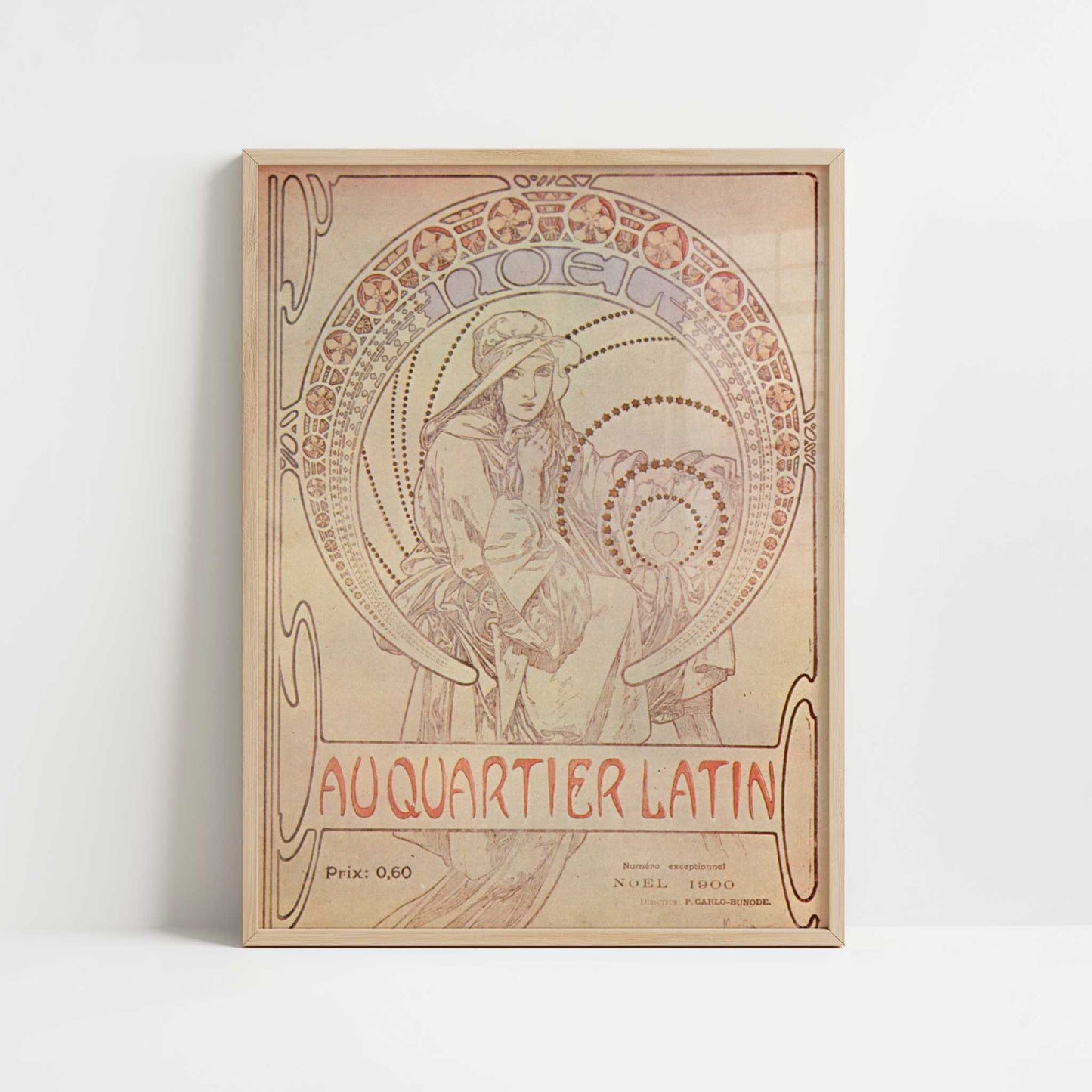 Au Quartier Latin (1900) by Alphonse Mucha – Art Print - Art print in oak frame