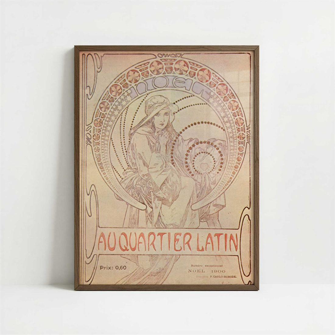 Au Quartier Latin (1900) by Alphonse Mucha – Art Print - Art print in dark wood frame