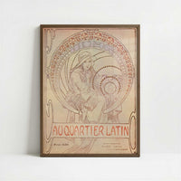 Au Quartier Latin (1900) by Alphonse Mucha – Art Print - Art print in dark wood frame