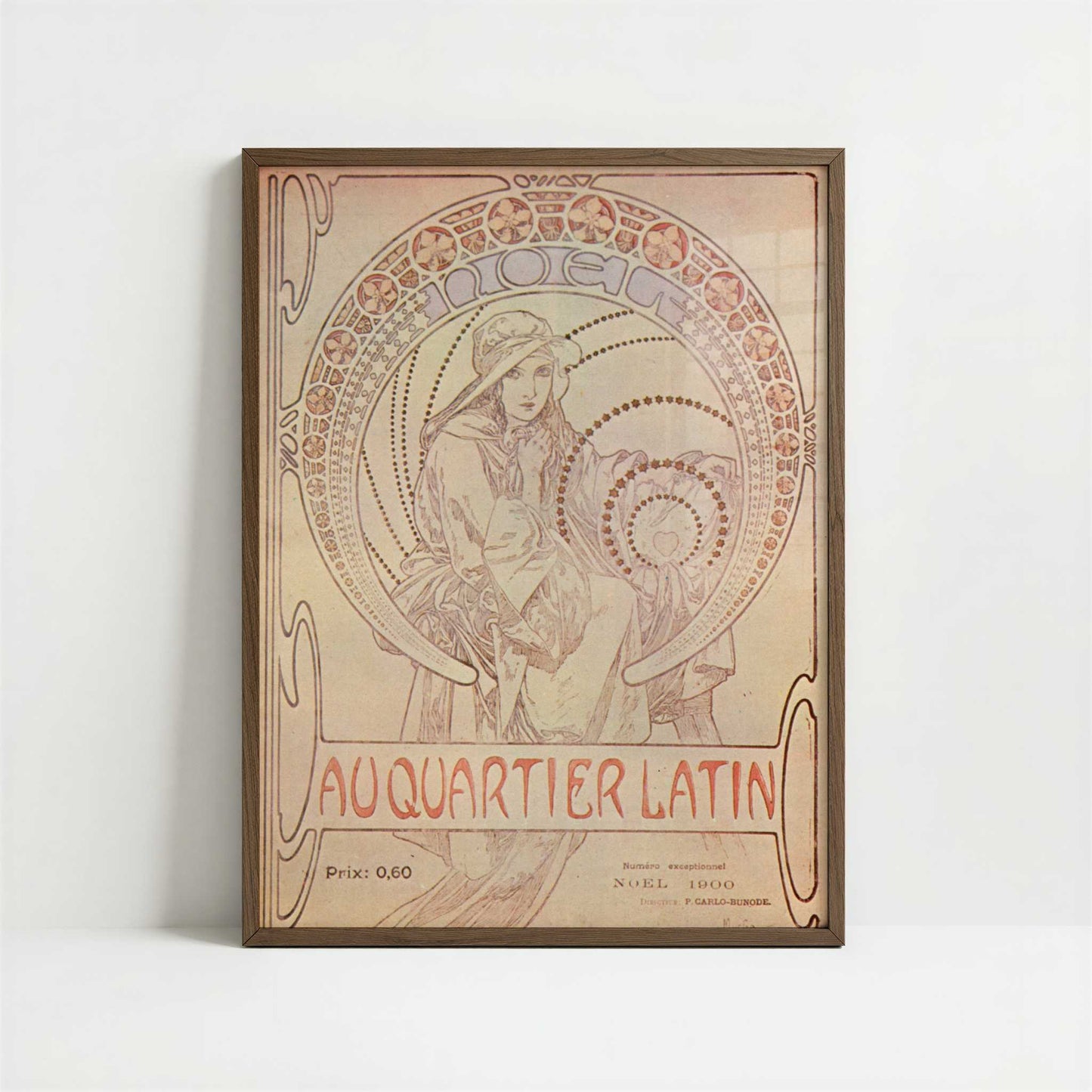 Au Quartier Latin (1900) by Alphonse Mucha – Art Print - Art print in dark wood frame