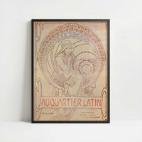 Au Quartier Latin (1900) by Alphonse Mucha – Art Print - Art print in black frame