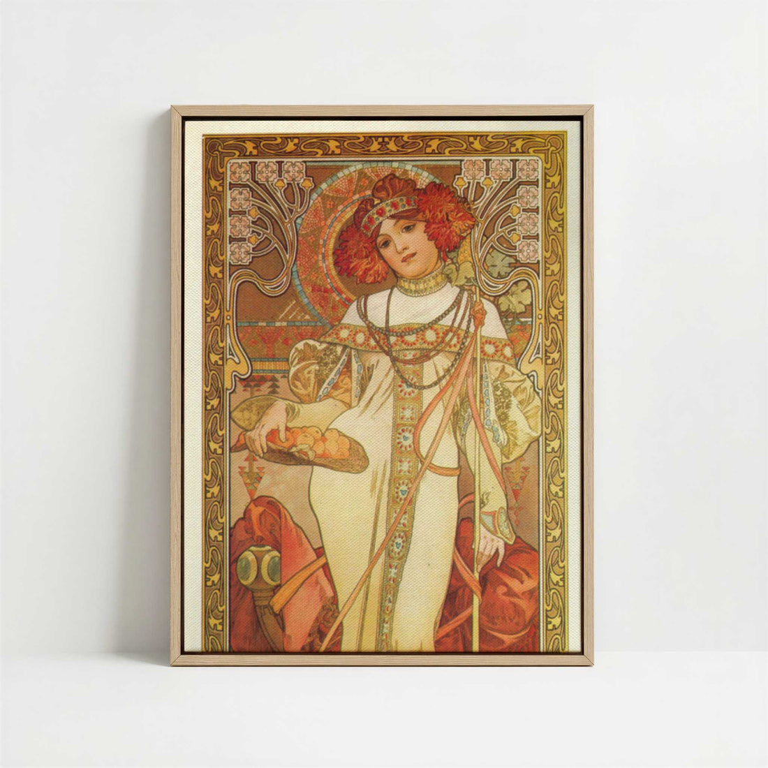 Framed Canvas - Framed canvas in oak color frame