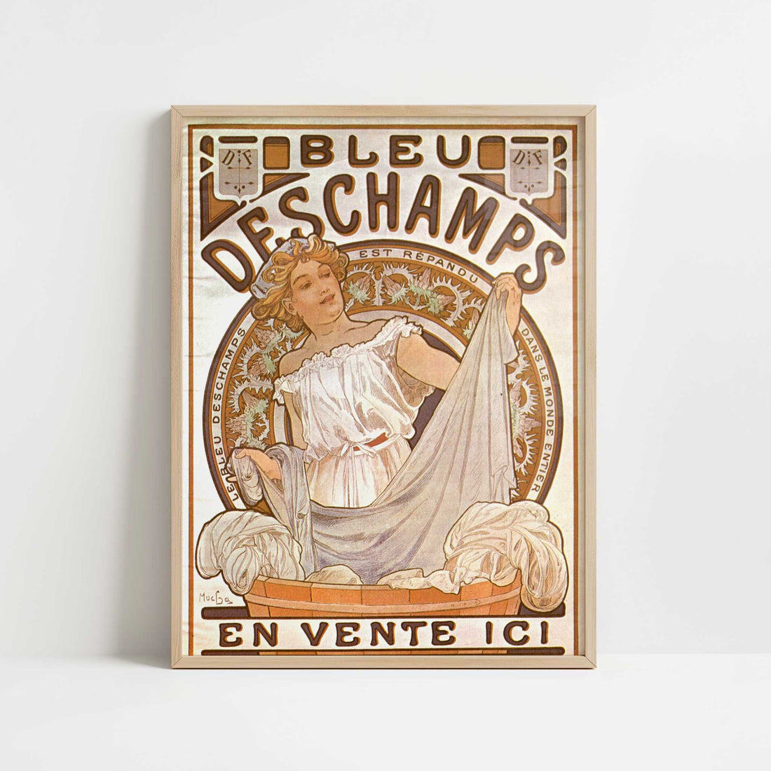 Bleu Deschamps (1897) by Alphonse Mucha – Art Print - Art print in oak frame