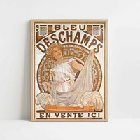 Bleu Deschamps (1897) by Alphonse Mucha – Art Print - Art print in oak frame