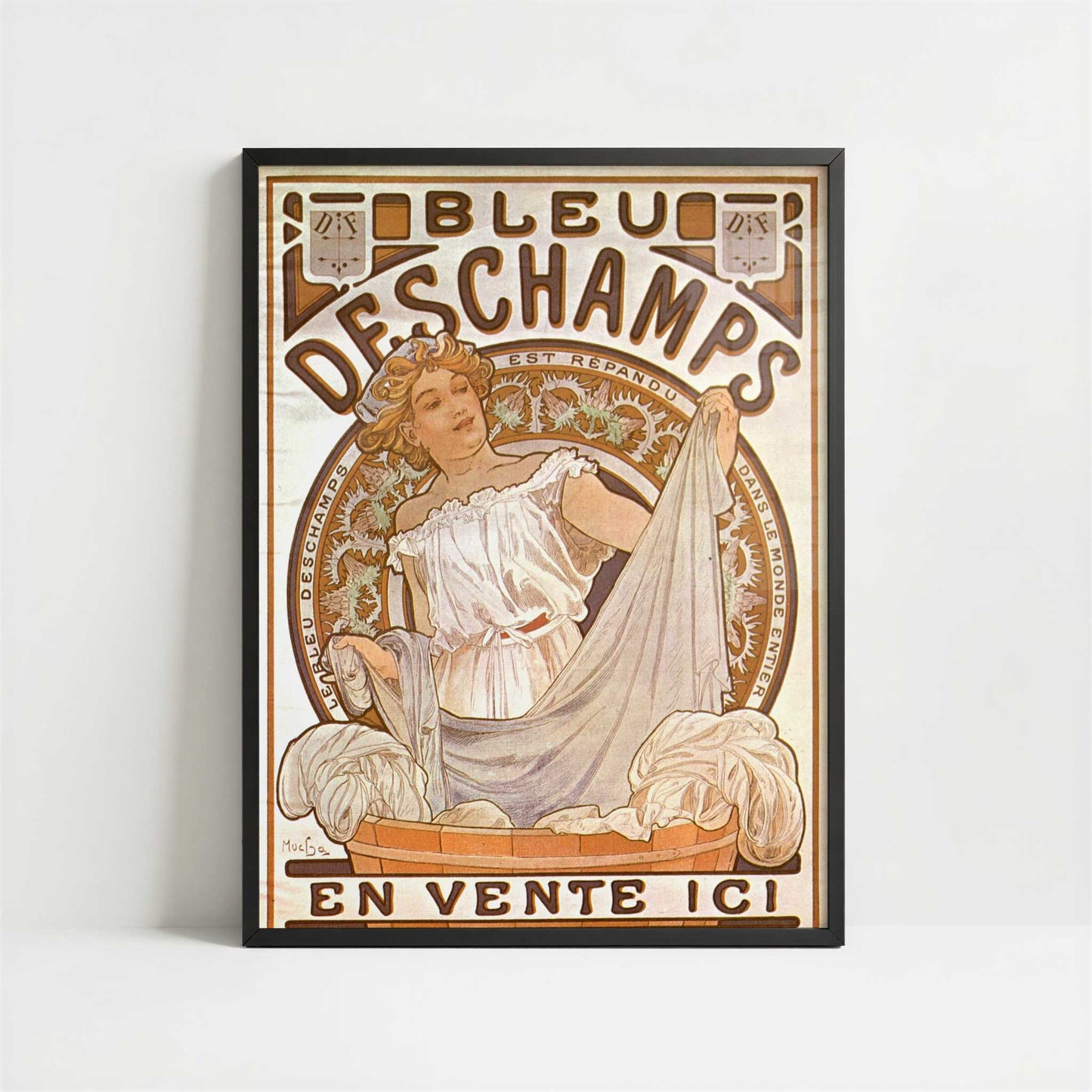 Bleu Deschamps (1897) by Alphonse Mucha – Art Print - Art print in black frame