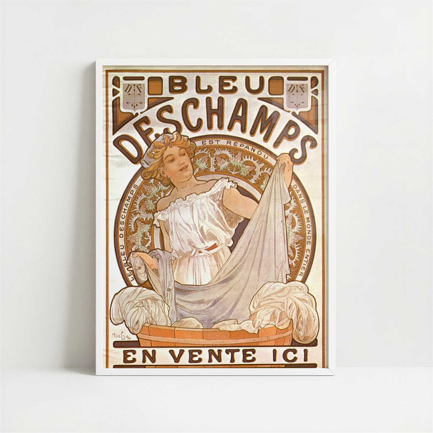 Bleu Deschamps (1897) by Alphonse Mucha – Art Print - Art print in white frame