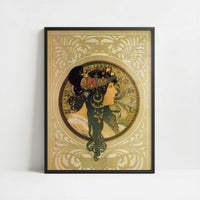 Brunette (1897) by Alphonse Mucha – Art Print - Art print in black frame