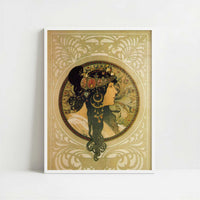 Brunette (1897) by Alphonse Mucha – Art Print - Art print in white frame