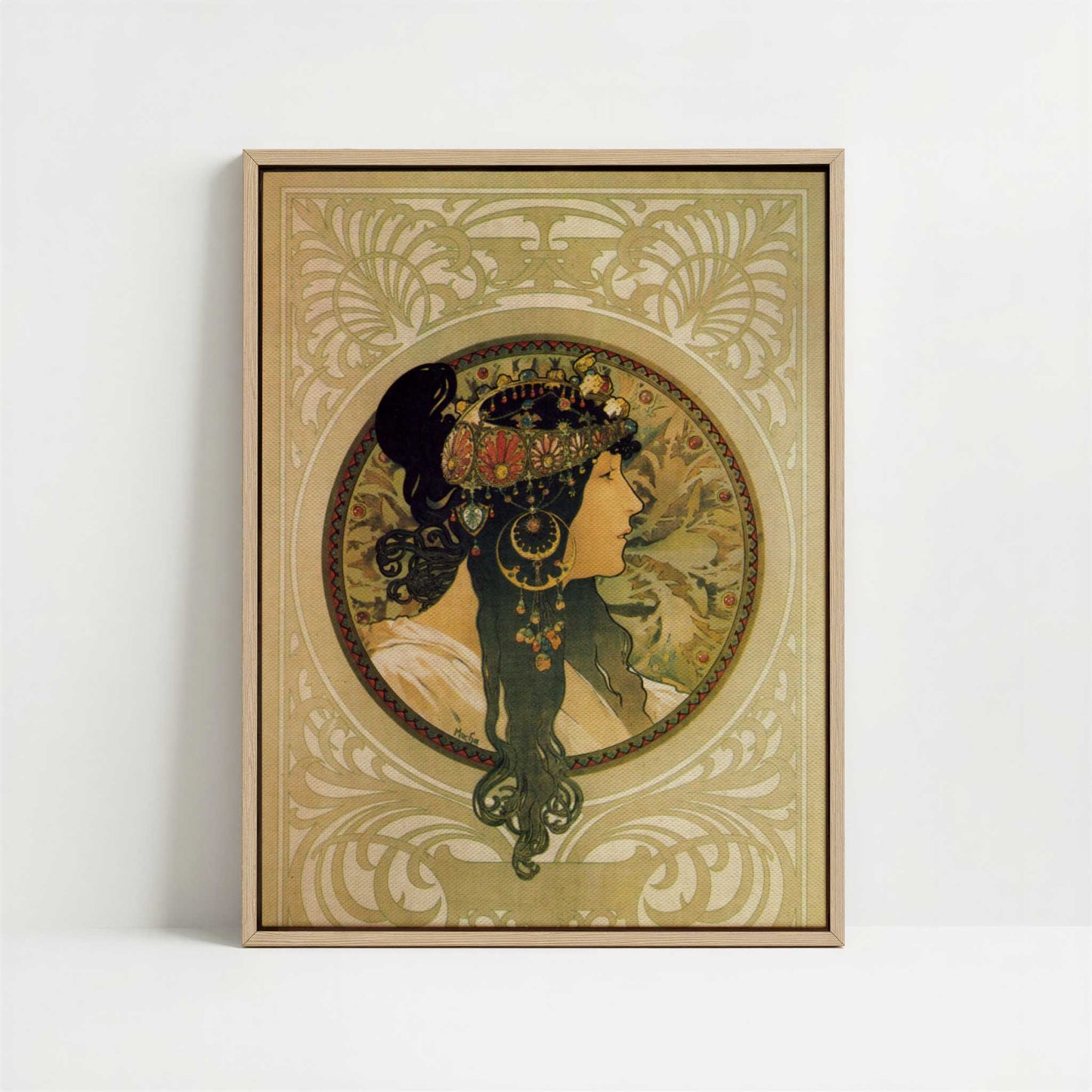 Framed Canvas - Framed canvas in oak color frame