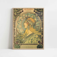 Calendar from La Plume (1896) by Alphonse Mucha – Art Print - Art print in oak frame