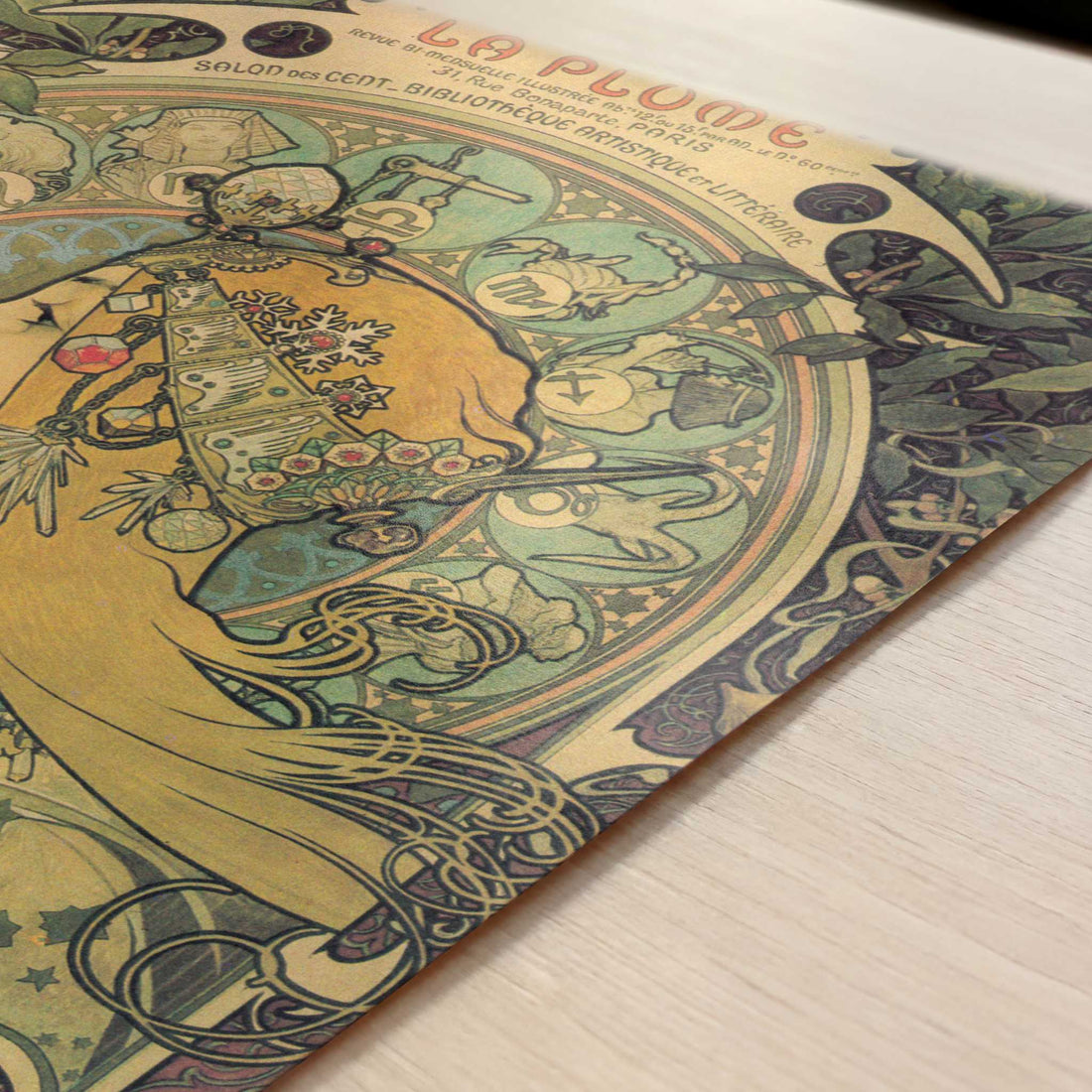 Calendar from La Plume (1896) by Alphonse Mucha – Art Print - Close-up detail of the art print