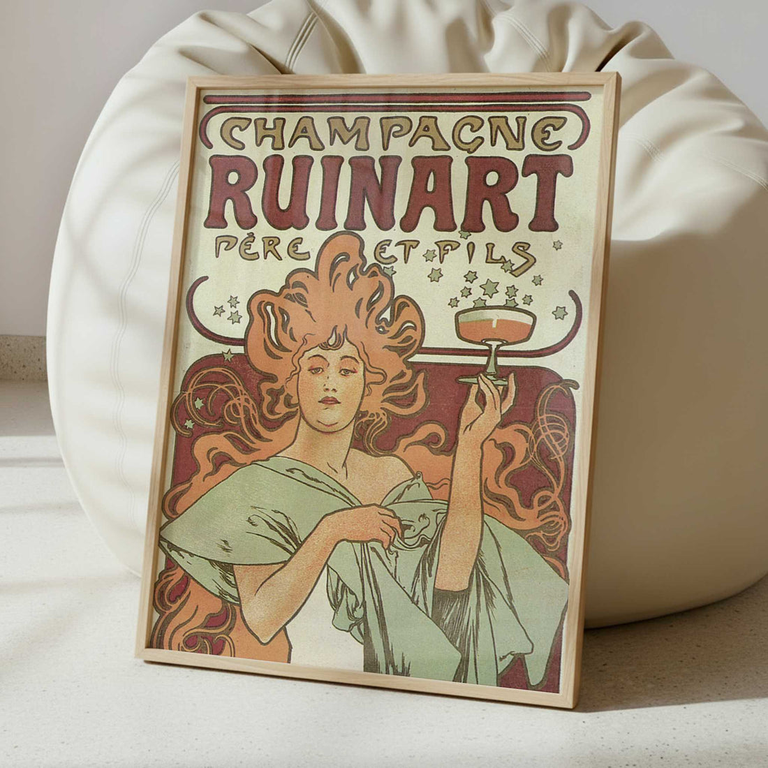 Champagne Ruinart (1896) by Alphonse Mucha – Art Print - Interior inspiration