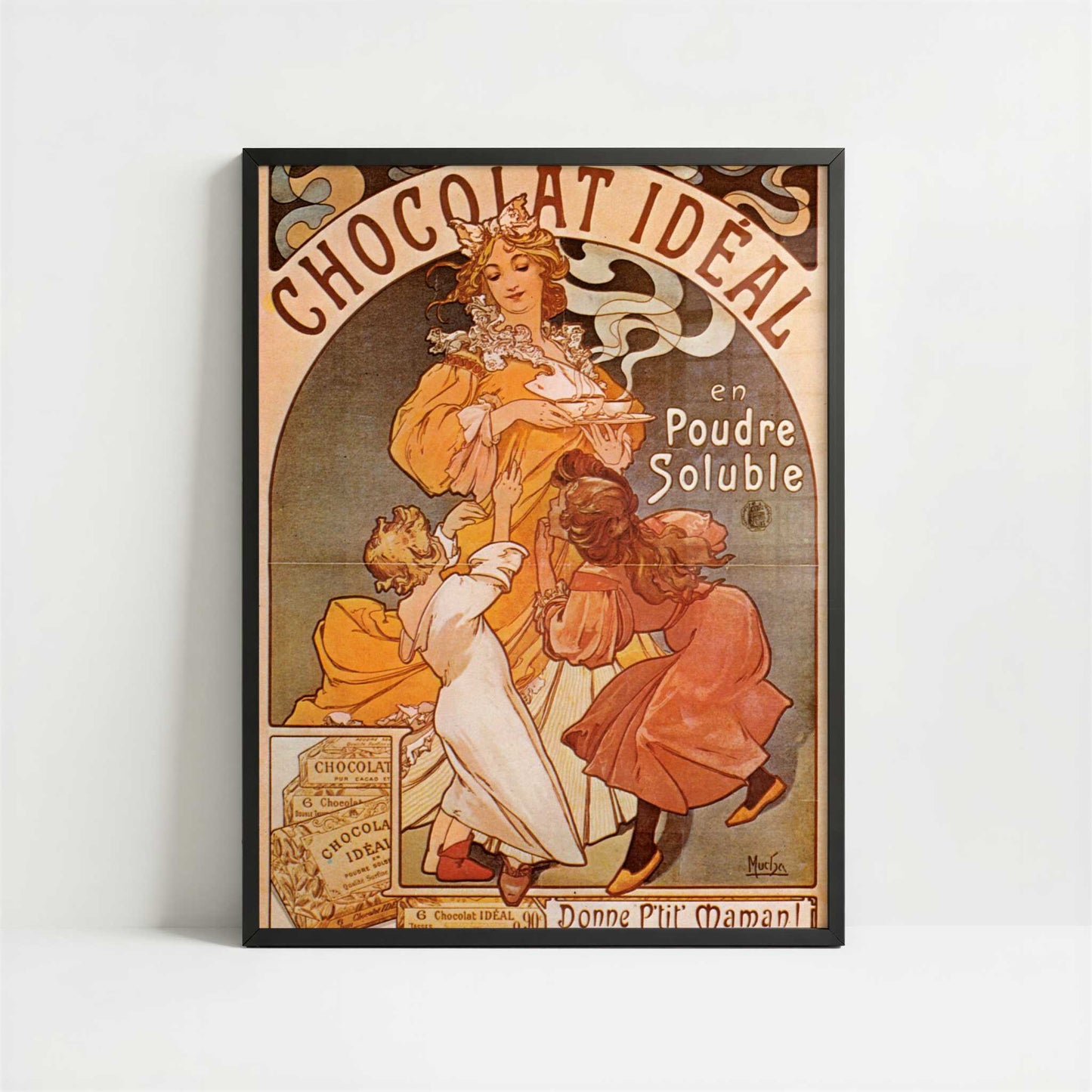 Chocolat Ideal (1897) by Alphonse Mucha – Art Print - Art print in black frame