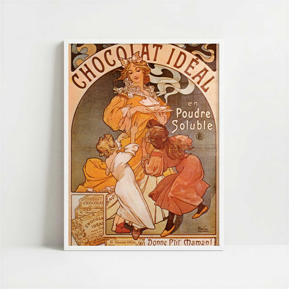 Chocolat Ideal (1897) by Alphonse Mucha – Art Print - Art print in white frame